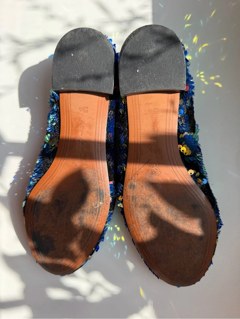 Sam Edelman Black Loafers with Blue and Multicolor Sequins